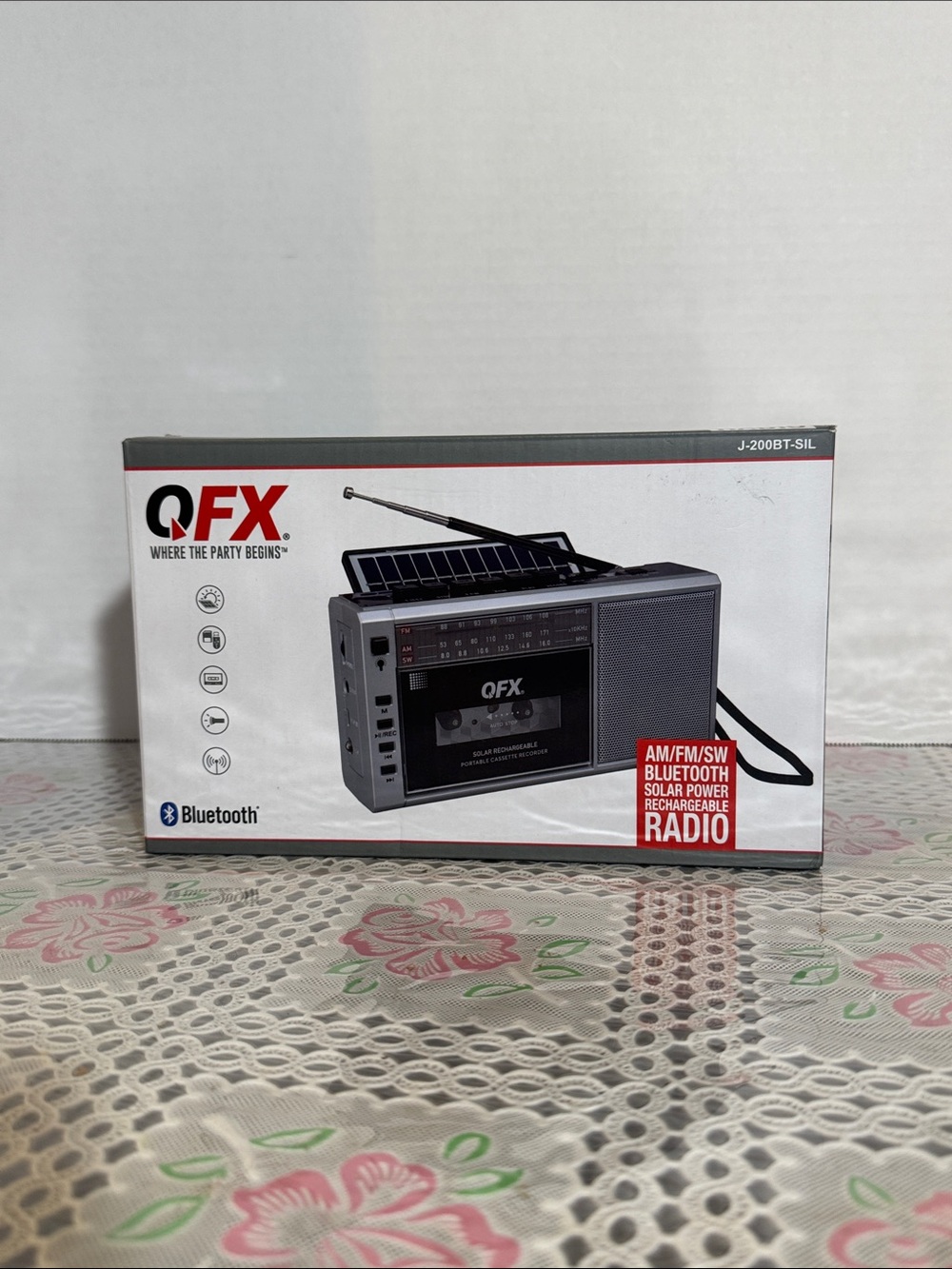 Cassette Player Recorder Boombox W/ Bluetooth & Solar Panel AM/FM/SW Radio
